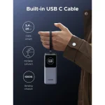 პორტატული დამტენი UGREEN PB723 (55365B) Nexode, 20000mAh, Type-C, USB, Power Bank With Built-in Cable, Grey