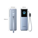 პორტატული დამტენი UGREEN PB728 (75702B) Nexode, 25000mAh, 200W, Type-C, USB, Power Bank With Retractable Cable, Grey