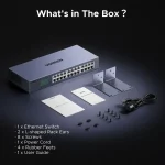სვიჩი UGREEN CM740 (35374EU), 24-Port Gigabit, Switch, Grey