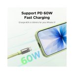 USB კაბელი UGREEN L508 (35500), 60W, Type-C To Type-C PD Fast Charging Lanyard Cable, 1.2m, Green