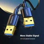USB კაბელი UGREEN US128 (10371), USB-A 3.0 Male To Male Cable, 2m, Black - Image 3