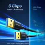 USB კაბელი UGREEN US128 (10371), USB-A 3.0 Male To Male Cable, 2m, Black - Image 2