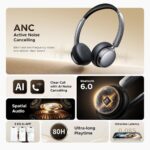 ყურსასმენი Ugreen HP207 (75630) Studio Plus, Headset, Wireless, Bluetooth, Black/Silver