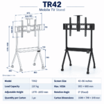 ტელევიზორის საკიდი AllScreen TR42, 42"-86", TV Mount With Roller, Black