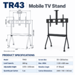 ტელევიზორის საკიდი AllScreen TR43, 55"-120", TV Mount With Roller, Black